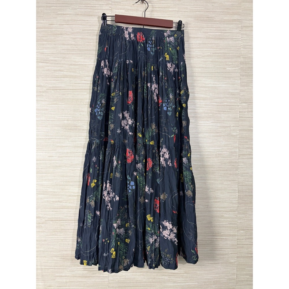 Uniqlo Ines de la Fressange Floral Maxi Skirt Womens XS Multi Tiered Pleated